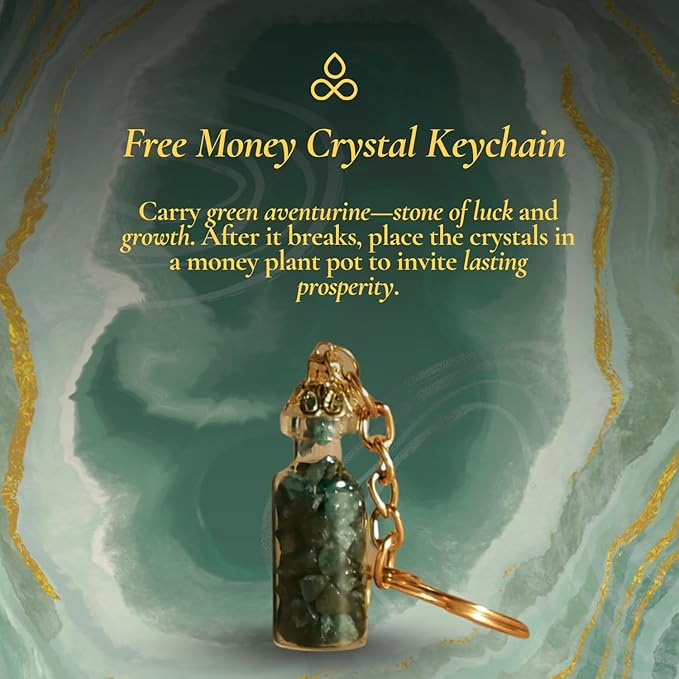 CALMVEDA Attract Money Incense Sticks - for Manifestating Abundance (80+ Sticks) with Aventurine Crystal Keychain for Unlocking Wealth | Spicy Aroma of Cinnamon Incense & Clove