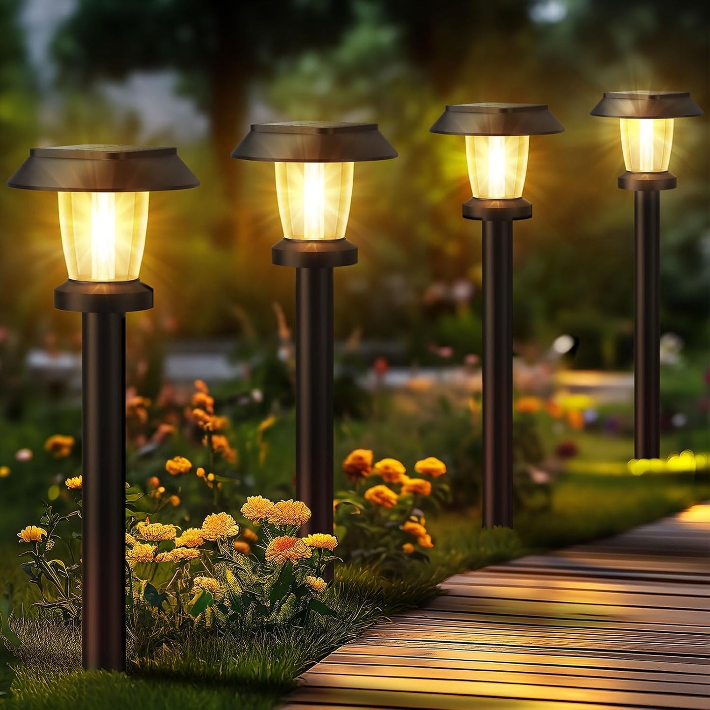 ALEPOD Solar Pathway Lights Outdoor - 6 Pack Solar Powered Garden Lights Waterproof, Decor Landscape Lighting with Three Lighting Modes for Yard, Lawn, Walkway, Driveway, Warm White