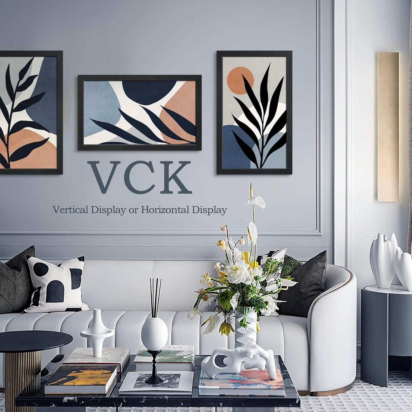 VCK 14x24 Picture Frame Set of 3, Black Solid Wood Poster Frames, Textured Exclusive Wall Gallery Frame