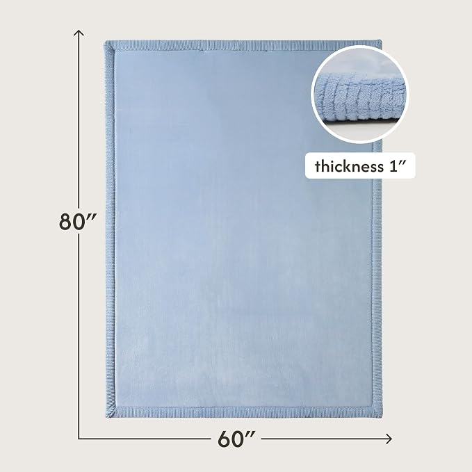 Hakuna Matte CloudSoft Baby Play Mat for Floor 60" x 80" Blue | Coral Velvethigh-density foam Rug for Crawling & Cozy Play – Non-Slip, Water-Resistant, Easy-CareTummy Time Mat