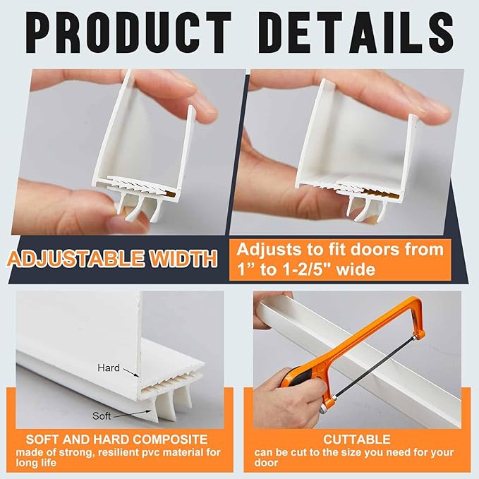 Pickmesh 2 Pcs 36 Inch Adjustable Storm Door Bottom Sweep for Door Seal 1 to 1-2/5 inch Replacement Parts Under Draft Stopper Weather Stripping Threshold Seal (White)
