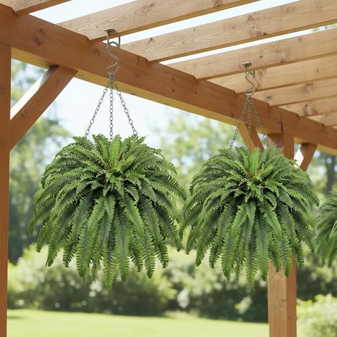 50" Fake Ferns Artificial Plants Large, 98 Fronds 2 Artificial Ferns for Outdoors and Indoors, Suitable for Planter Garden Porch Office Decor