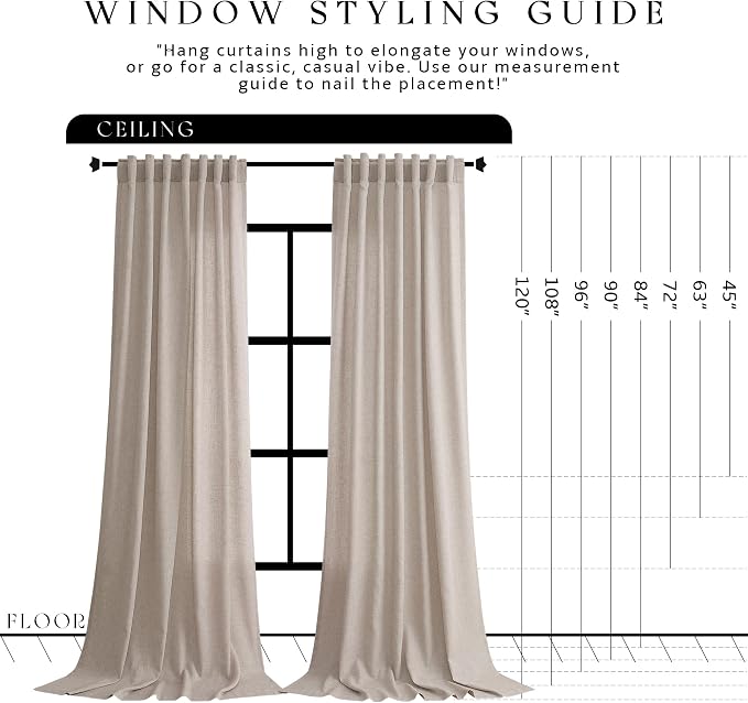 Jowels Oatmeal Linen Curtains 84 Inch Long 2 Panels for Living Room | Light Filtering Semi Sheer Curtain, Back Tab Pocket Pleated Look, Boho Farmhouse Textured Privacy Drapes for Bedroom Window