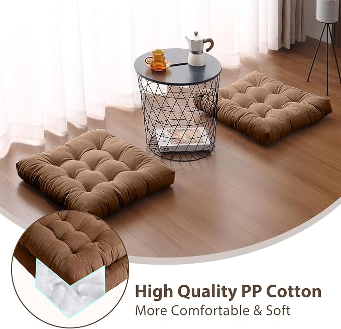 Tiita Outdoor Cushions Square Floor Pillow Thicken Tufted Seat Pad Large Floor Cushion for Yoga Meditation Living Room
