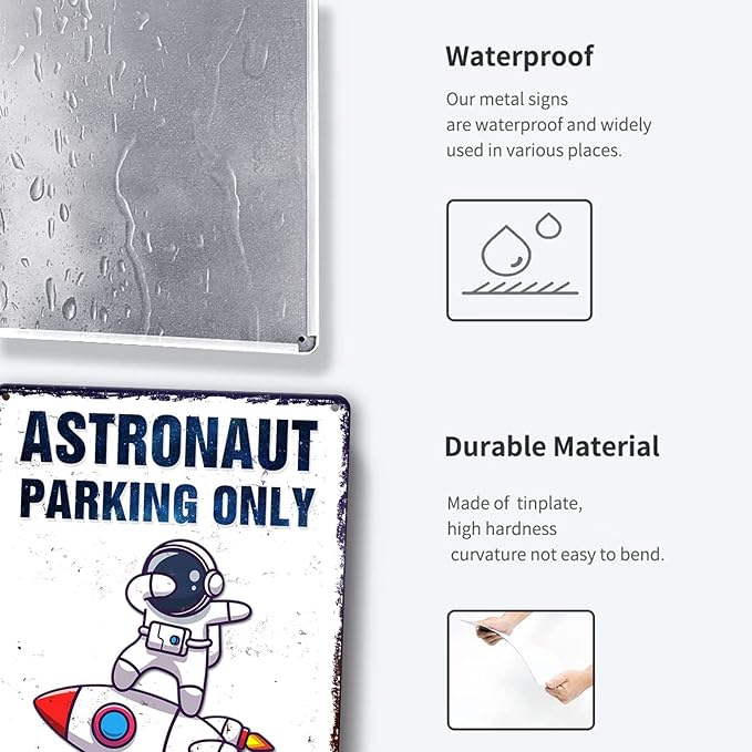Outer Space Room Wall Decor For Kids Astronaut Decorations For Boys Space Themed Bedroom Decor For Boy Vintage Metal Tin Sign Space Decoration Space Theme Signs Birthday Party Gifts For Girls Bathroom