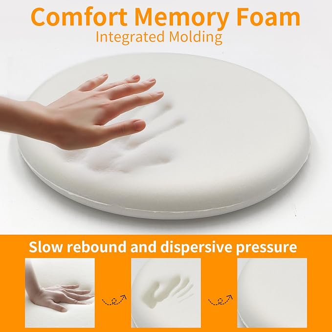 Lifup Round Chair Pads Memory Foam Seat Cushion Soft Cozy Plush Non Slip Thick Pad with Ties and Removable Cover for Dining Room, Office Pink 2 14 x 14 Inch
