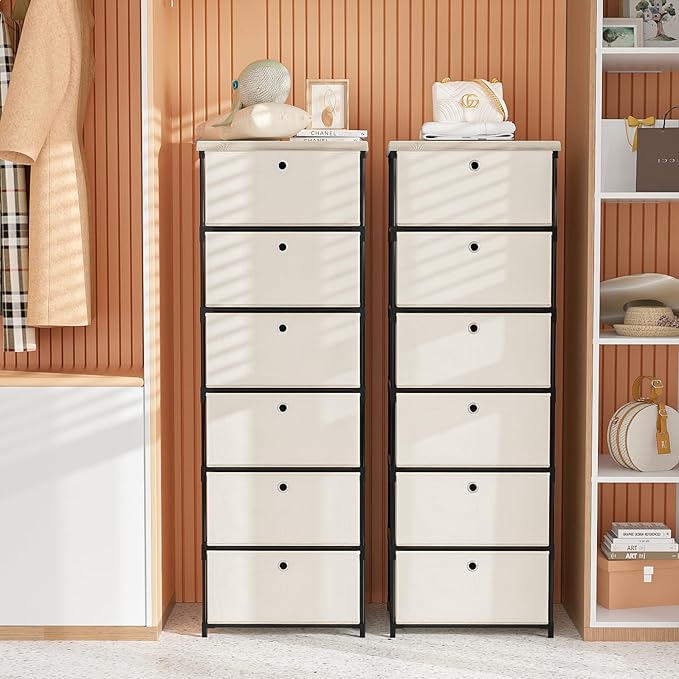 LUKYTOWER Fabric Storage Drawers Dresser and Chest of Drawers, Small Dresser with Drawers Unit, Sturdy Fabric Storage Bin Organizer for Closet