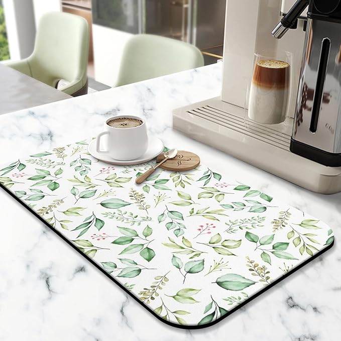 Fun Coffee Mat 19inx12in,Coffee Bar Mat for Countertops,Absorbent Hide Stain Anti-Slip Coffee Bar Accessories Fit Under Coffee Machine Mat,dish Drying Mats for Kitchen