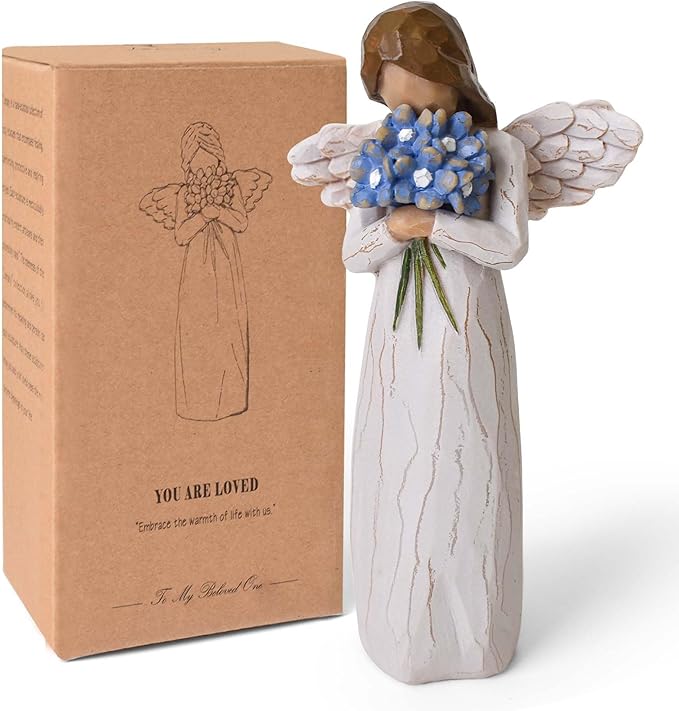 Forget Me Not Guardian Angel Figurines, Sympathy Gifts for Loss of Loved One, Miscarriage Gifts for Mothers, Sculpted Hand-Painted Statue for Home Decor Ornament
