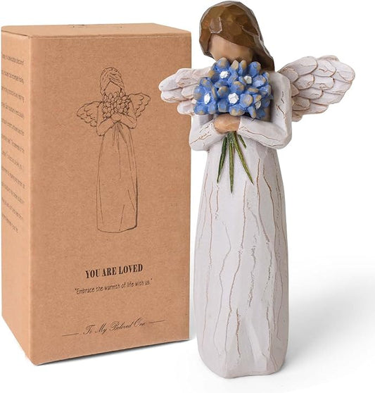 Forget Me Not Guardian Angel Figurines, Sympathy Gifts for Loss of Loved One, Miscarriage Gifts for Mothers, Sculpted Hand-Painted Statue for Home Decor Ornament