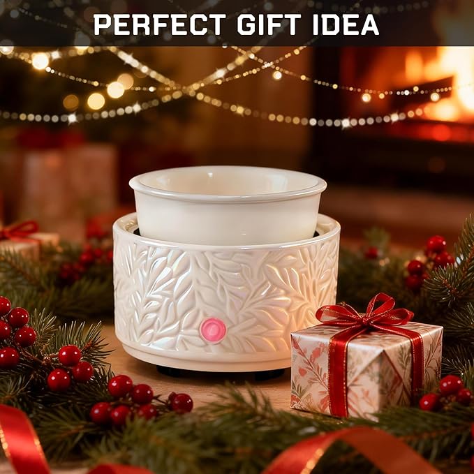 Wax Melt Warmer 3-in-1 Electric, Ceramic Wax Burner for Scented Wax, Scented Wax Melter & Essential Oil Burner for Home Aromatherapy, White