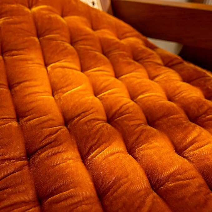 vctops Luxury Velvet Chair Pad Seat Cushion Soft and Comfy Chair Cushion Solid Color Round Seat Pad Cushion for Kitchen Dining Office Chair (Orange,17"x17")