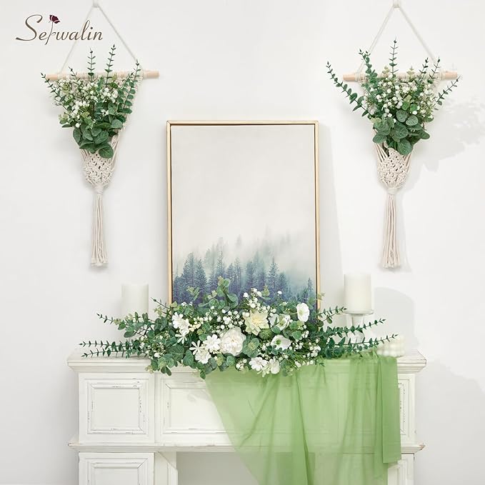 Serwalin 100 Pcs Mixed Artificial Eucalyptus Stems,Babys Breath Artificial Flowers Bulk with Faux Eucalyptus Leaves Greenery Stems for Wedding DIY Bouquets Floral Arrangement Home Decor