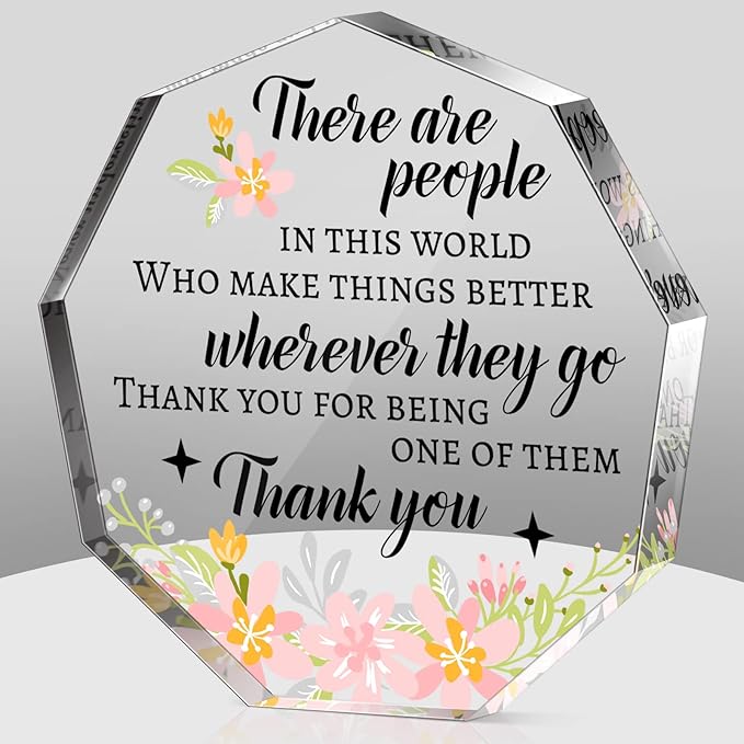 Yinder Thank You Gifts for Women Appreciation Gifts for Coworker Employee Nurse Teacher Leader Boss Inspirational Quotes Acrylic Desk Decor for Home Office Farewell Retirement