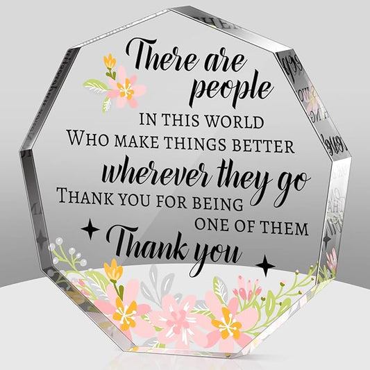 Yinder Thank You Gifts for Women Appreciation Gifts for Coworker Employee Nurse Teacher Leader Boss Inspirational Quotes Acrylic Desk Decor for Home Office Farewell Retirement