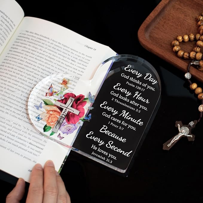 Christian Gifts for Women Birthday, Inspirational Gifts for Women Friends, Acrylic Bible Verse Decor, Valentines Religious Gifts for Mom, Sister, Scripture Dorm Room Decoration