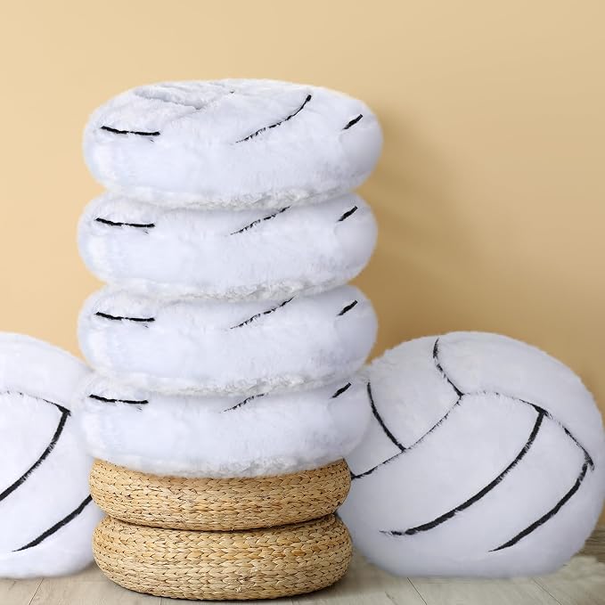 Gerrii 6 Pcs Volleyball Pillow Sports Pillows Volleyball Plush Pillow Sport Theme Fluffy Stuffed Throw Pillow Volleyball Room Decor Gift for Bedroom Decoration Supplies