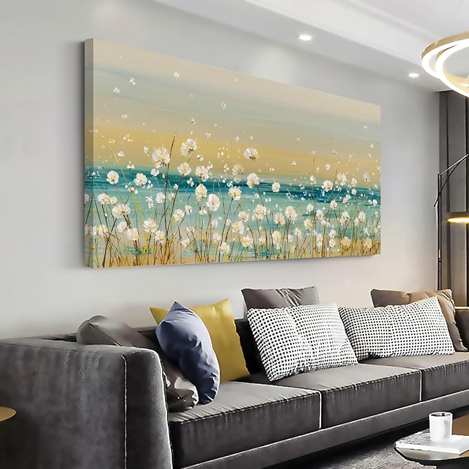 Ggaafet Wild Floret Wall Art for Living Room Canvas Oil Painting Prints Beautiful Flowers Floral Blooming Abstact Beach Art Deco Pretty Artwork Office Bedroom Family Dining Room Decor Extra Large