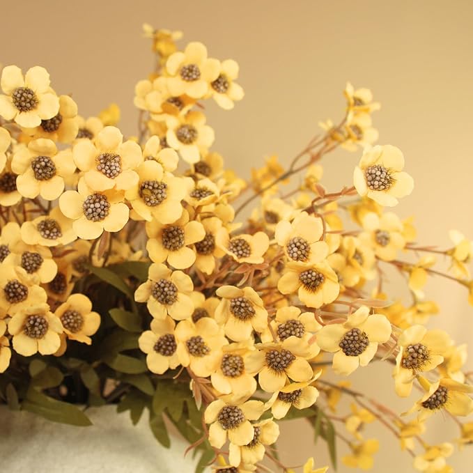 24pcs Faux Yellow Spring flowers With Stems, 23" Realistic Wildflowers Artificial Long Floral for Home Office Decor, Spring Table Centerpiece, Yellow Flowers Arrangements, Modern Farmhouse Decor