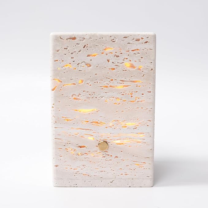 Sissi & yaya Marble Mood Light, Three Color Dimmable LED Accent Light, Natural Quality Travertine, Nightstand and Home Decor, Holiday Gift, Special Occasion. (Square Lamp - Large)