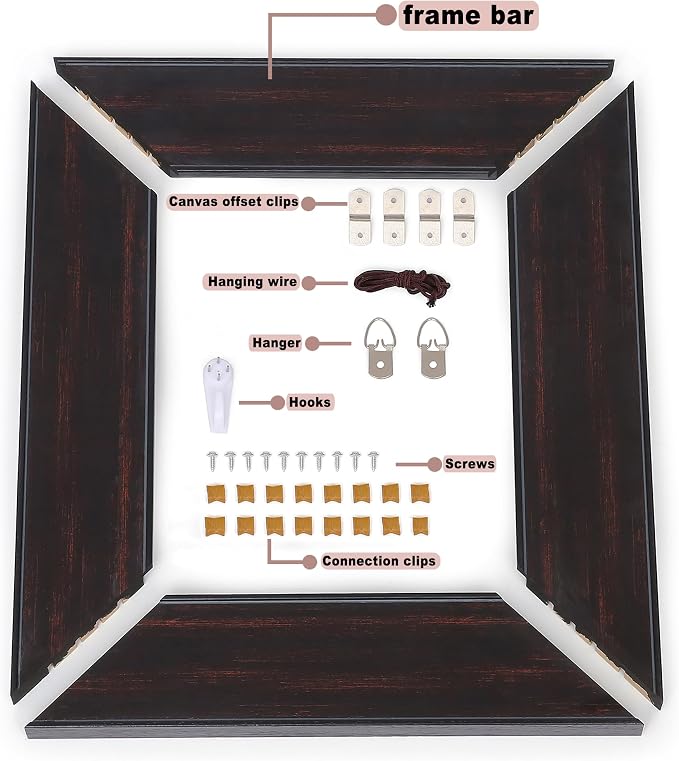 CANFRAVAS DIY Wood Plein Air Frame for Canvas 24x36, 3.1" Wide Antique Canvas Frames, Vintage Floater Frame, Antique Floating Frames (24"x36", Black Walnut)