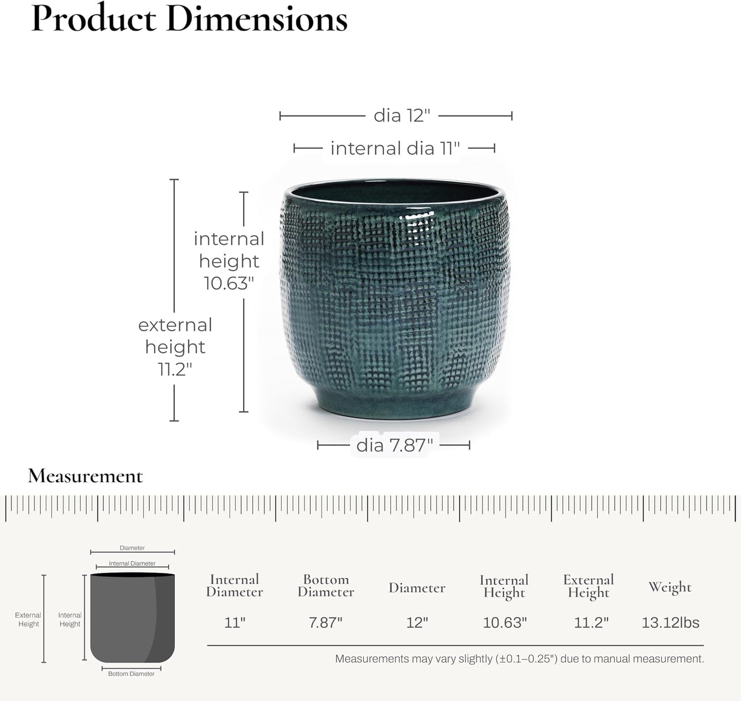 LuxenHome Marina Gray 12-Inch Dia Round Ceramic Planter Pot with Drainage Hole and Rubber Plug, Modern Gradient Glaze Plant Pot, Decorative Flower Garden Pot for Indoor Outdoor Plants