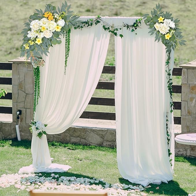 Yellow White Artificial Arch Flowers for Wedding, Party Backdrop Decor, Bridal Shower, Baby Shower and Reception (Yellow)
