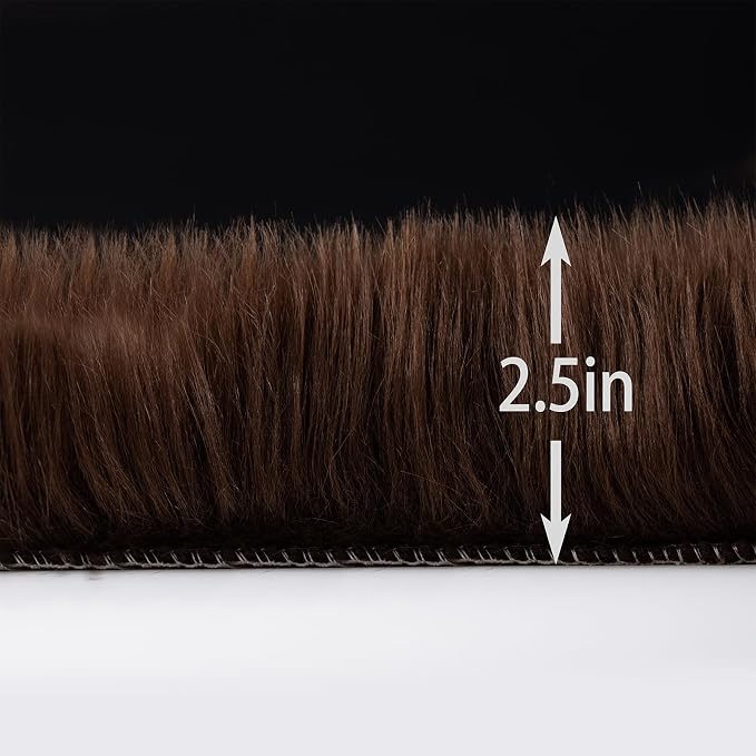Faux Fur Sheepskin Runner Rug Coffee 2x6 ft Ultra Soft Shaggy Plush Fluffy Fuzzy Area Carpet Decorative Chair Cover Floor Mat for Bedroom Sofa Living Room Bedside