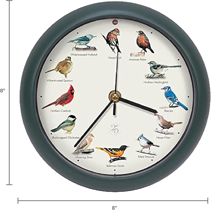 Mark Feldstein, The Original Singing Bird Clock, 25th Anniversary Edition, 8 Inch, Green