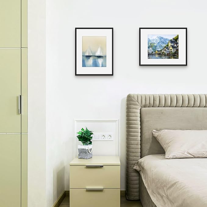 Picrit 11x14 Picture Frame Set of 12, Display 8x10 with Mat or 11x14 without Mat, Photo Frames for Wall Mounting or Table Top Display, Black