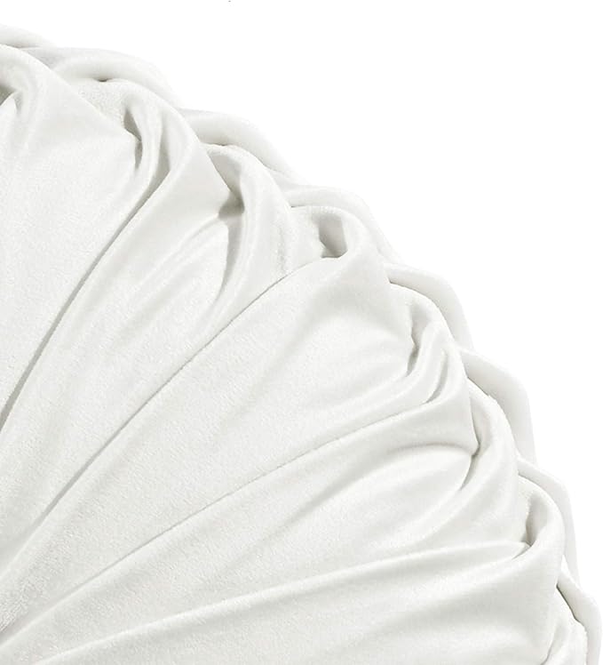 Lush Decor Round Pleated Soft Velvet Decorative Throw Pillow, 1 Count, 15" Diameter, White - Plush Round Pillow, Seat Cushion, Decorative Pillows For Bed, Couch, Or Chair