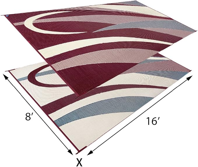 Stylish Camping GB5 Burgundy/Black/White 8' x 16' Graphic Mat