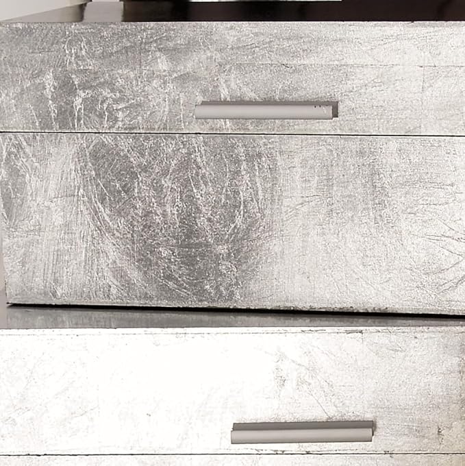 CosmoLiving by Cosmopolitan Wooden Decorative Box Decorative Keepsake Boxes with Textured Foiled Exterior, Set of 2 Storage Boxes 13", 11"W, Silver