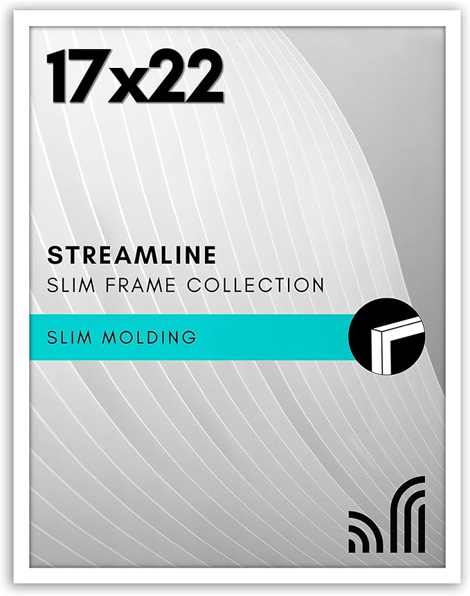 Americanflat 17x22 Picture Frame with Polished Plexiglass - Streamline Collection - Thin Border Picture Frame for Wall Display - Hanging Hardware Included - White
