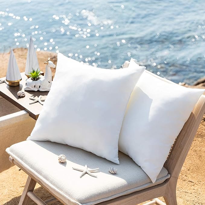 Phantoscope Premium Outdoor Pillow Inserts - Pack of 2 Square Form Water Resistant Decorative Throw Pillows, Couch Sham Cushion Stuffer 12 x 20 inches