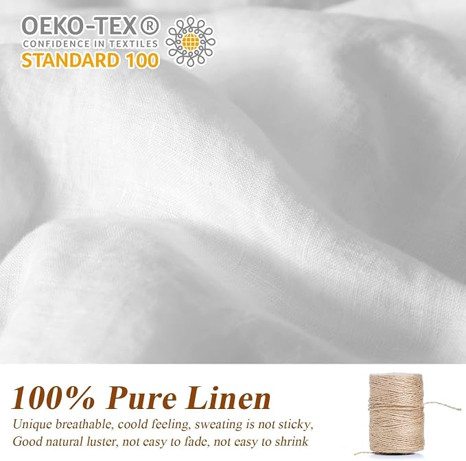 Simple&Opulence 100% Linen Euro Shams with White Trim Edges, 26"x26" Home Decorative Pillow Cover Set of 2, Basic Style Pillow Shams, White