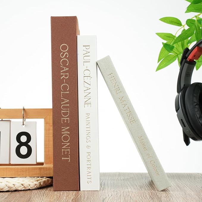 Set of 3 Decorative Books for Home Decor - Vintage Fake Books for Decoration, Mini Aesthetic Book Set for Coffee Table, Shelf & Decorative Boxes (brown)
