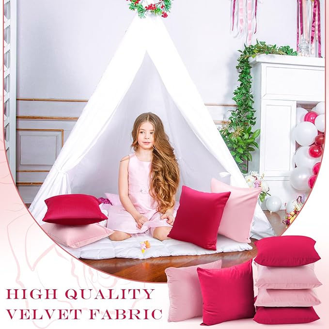 Berlune 12 Pcs Velvet Throw Pillow Covers 18" x 18" Decorative Cushion Cases Soft Pillowcase for Graduation Coquette Party Accessories Couch Sofa Bed Chair Home Decor, No Inserts (Girl Colors)