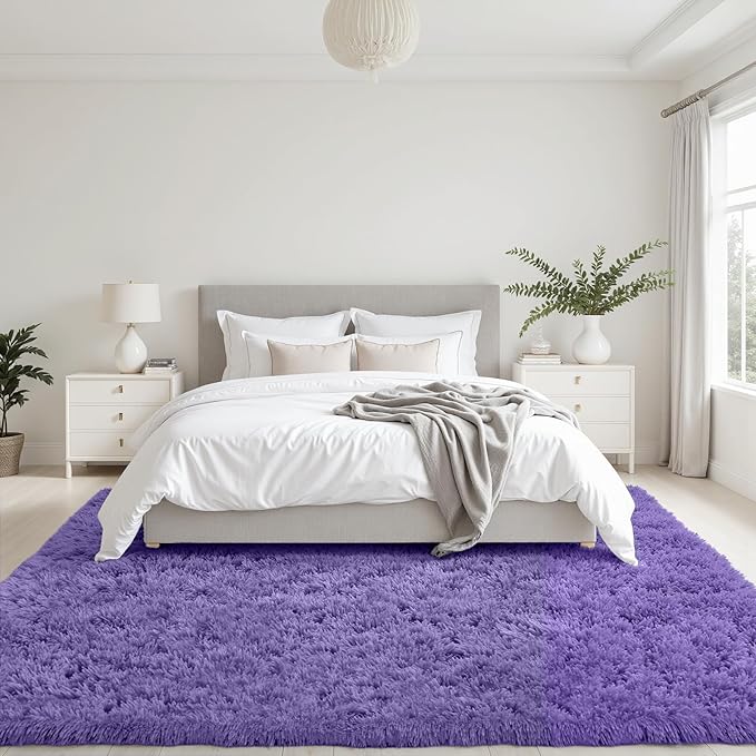 6x9 Area Rugs for Living Room Rug: Soft Fluffy Shag Purple Rugs for Bedroom, Non-Slip Large Fuzzy Plush Rug Indoor Floor Carpet for Nursery Kids Boys Girls Room, Dorms, Playroom, Modern Home Decor