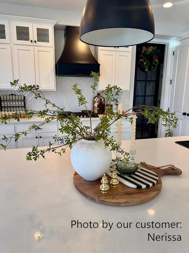 Avoeco Artificial Greenery Stems, 47”Tall Fake Plants Branches, Real Touch Faux Enkianthus Perulatus Twig Leaf for Home Garden Office Wedding Vase Filler Shop Decoration (3 Packs-Green)