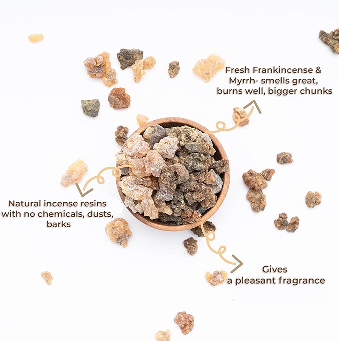 Frankincense and Myrrh Resin by Igneous Products - 4 oz (113.4 Grams) | Biblical Sacred Incense, Gifted to Baby Jesus by the Three Wise Men - 2024 Harvest, Pure Frankincense - Incienso puro de iglesia