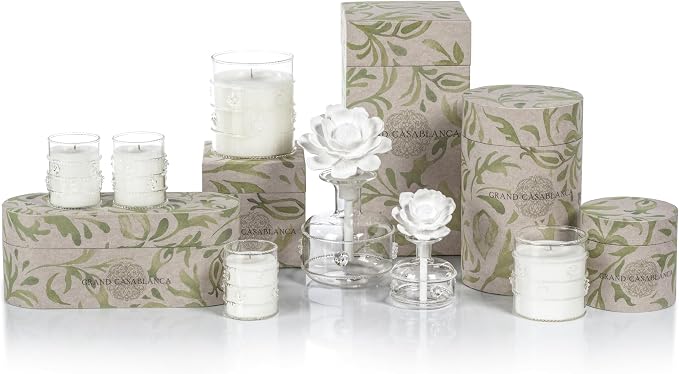 Zodax Grand Casablanca Porcelain Oil Diffuser - 6.76 oz -Magnolia Petals