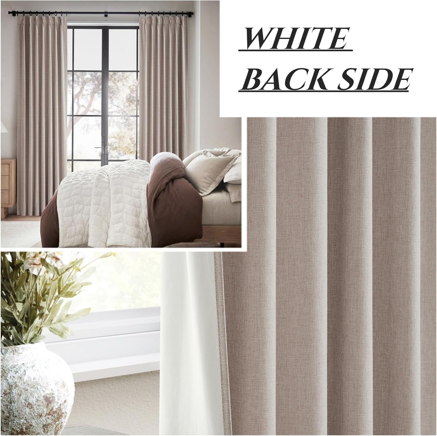 Pinch Pleated Heavy Burlap 78 Inch Length Curtains for Kids Room 2 Panels Set,Rustic Natural Linen Blend Blackout Curtain for Nursery Back Tab 78 Inches Soundproof Window Drapes 40" Wx78 L