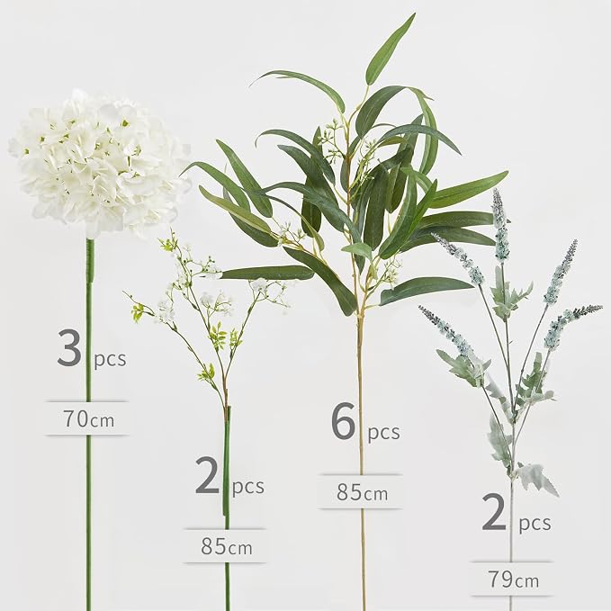MISSPIN Artificial Flowers with Greenery Stems Faux Plants Indoor Branches for Tall Vase Ultra-Realistic, 13 Pcs Wedding Centerpieces, Home Decor & DIY Bouquets