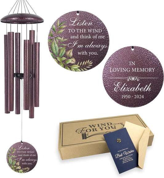ASTARIN 36" Large Deep Tone Personalized Sympathy Wind Chimes, Memorial Wind Chime for Loss of Mother Father Loved One, Bereavement Gifts Decor Outdoor Patio Garden Graveyard