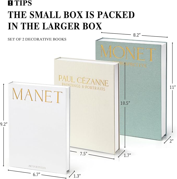 Aesthetic Decorative Books - Coffee Table Books Decor - Fake Decor Book Storage Box for Decoration - Set of 3 Linen Faux Book for Home Shelf Decor - Bookshelf Decors Photo Storage Keepsake Box