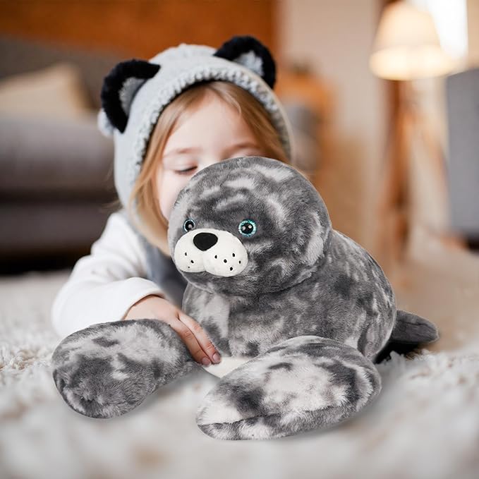 Niuniu Daddy 23" | 3.3 Pound Weighted Seal Plush for Kids Adults, Fat Large Seal Weighted Stuffed Animals, Chubby Body Pillow Plush Animal Toys for Sleeping for Presents Birthday Christmas Holiday