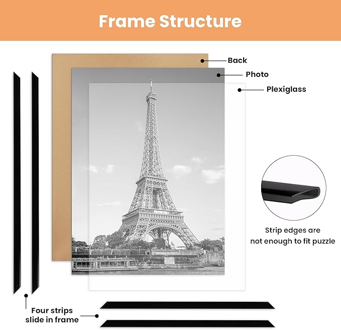 upsimples 27x40 in Poster Frame Black 3 Pack, Scratch-Proof Picture Frames 27 x 40 for Photo Gallery - Slide-In Strips, Horizontal or Vertical Wall Mounting