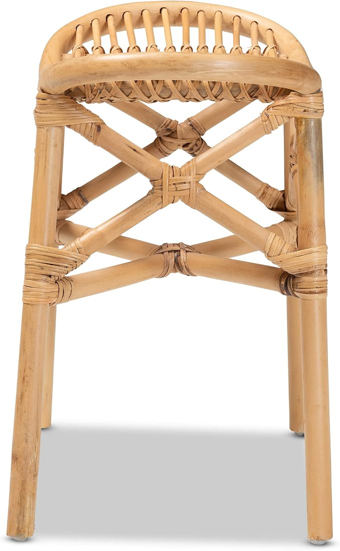 bali & pari Elgon Modern Bohemian Natural Rattan Footstool
