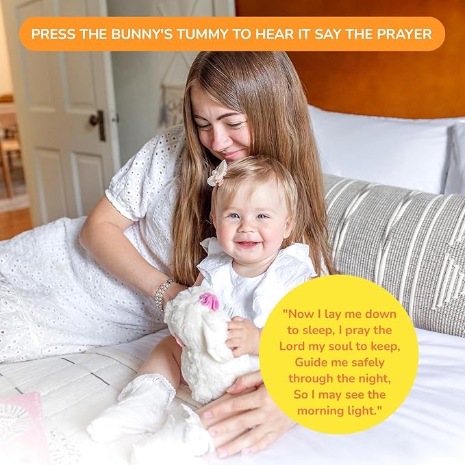 Tickle & Main Everybunny Prays Bunny Plush & Musical Prayer Toy for Christening Gifts for Girls - Pink, 7 in - Baby Dedication & Baptism Gifts for Girls with Illustrated Board Book
